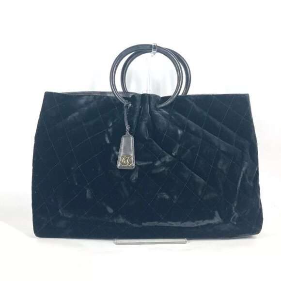 CHANEL Matelasse Quilted Round handle Leather handle Bag Tote Bag CC - Picture 1 of 15